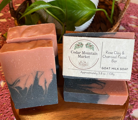 Rose Clay & Charcoal - Goat Milk & Tallow Facial Soap