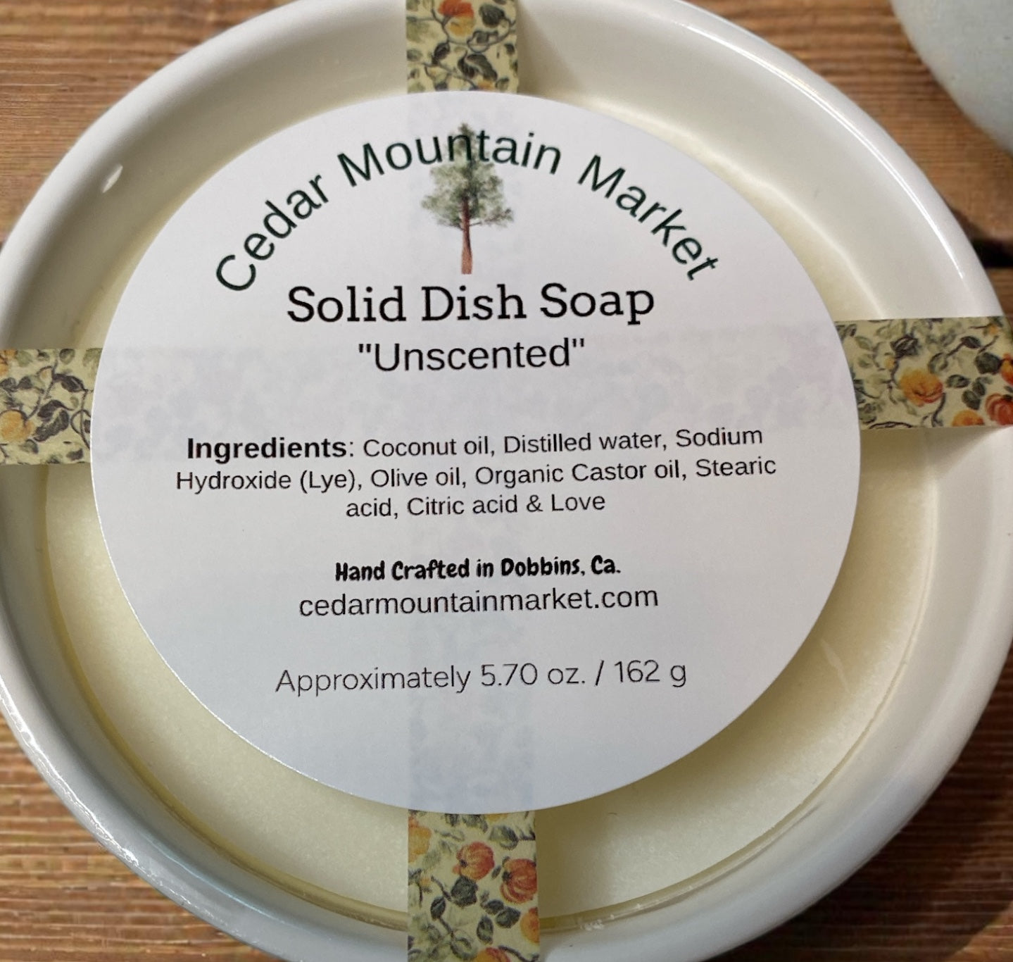 Unscented - Solid Dish Soap in White Ramekin