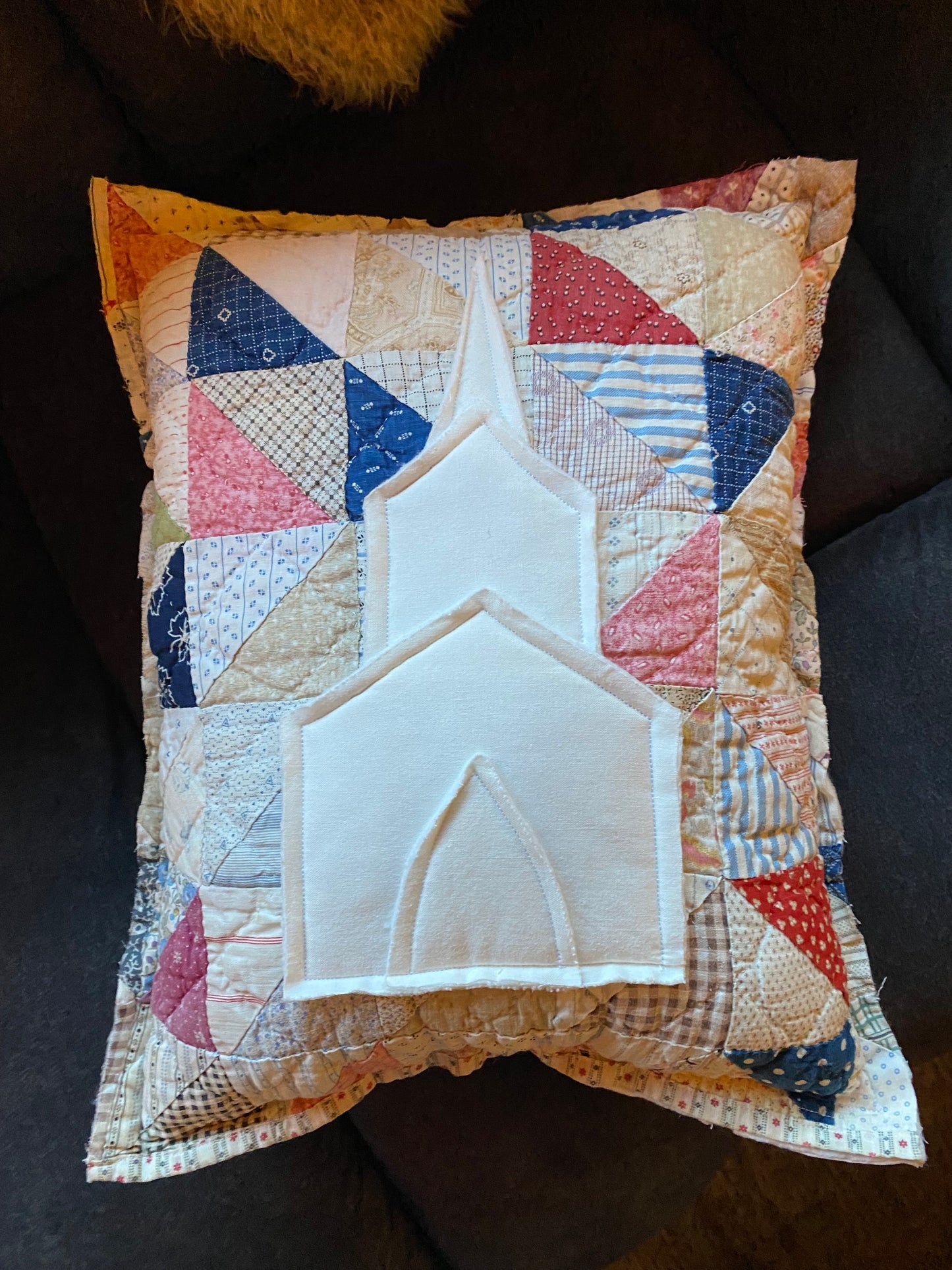 Vintage Quilt Pillow - Blush Pink Back