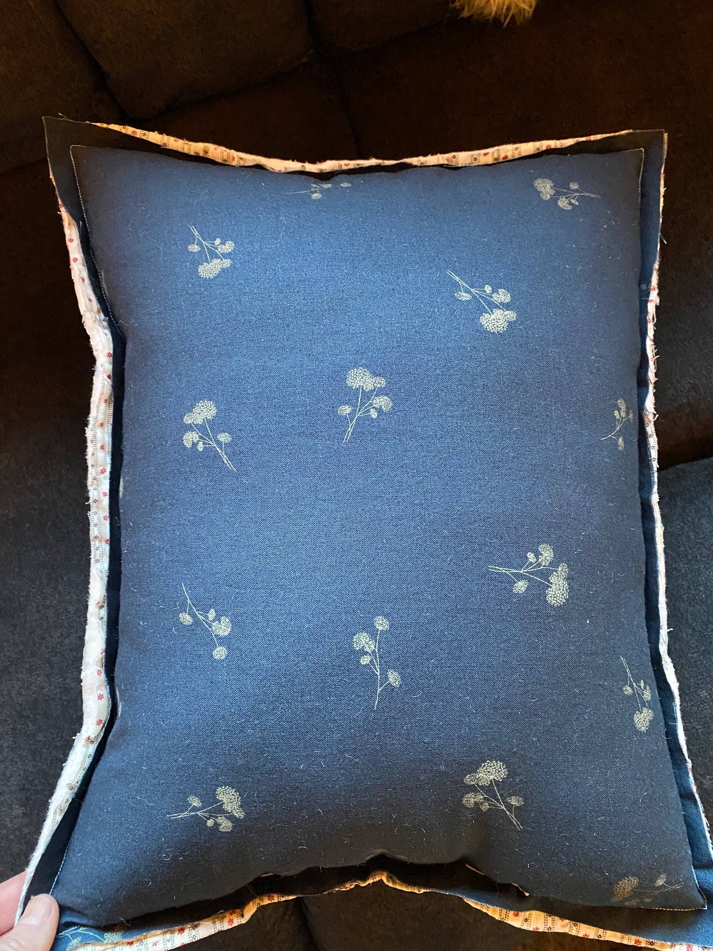 Vintage Quilt Pillow - Blue Back